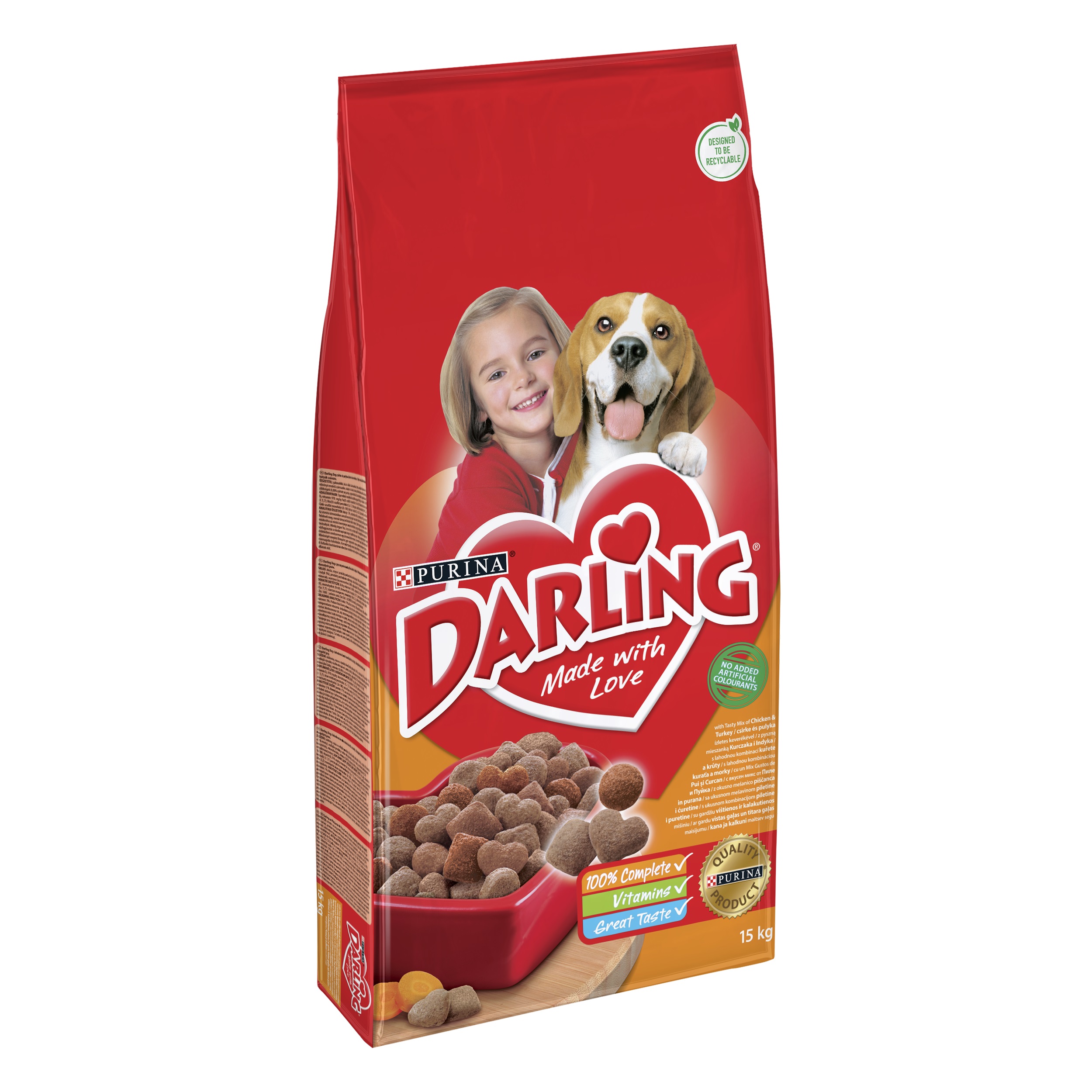 DARLING Trockenfutter mit Geflügel und Gemüse für ausgewachsene Hunde 2 x 15 kg