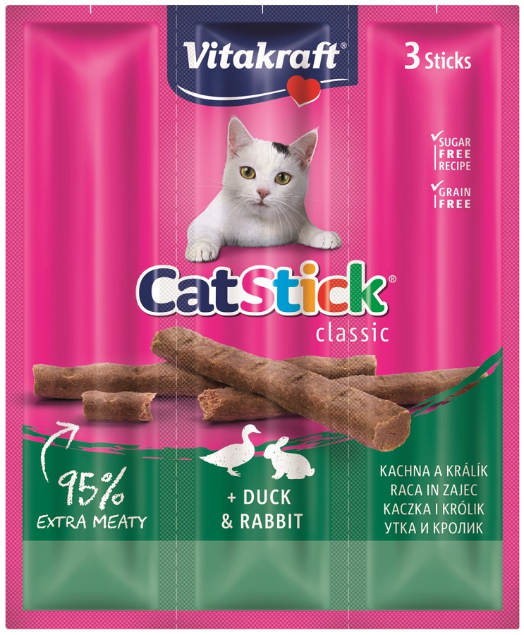 Vitakraft Cat Stick mini s příchutí kachny a králíka 3 ks
