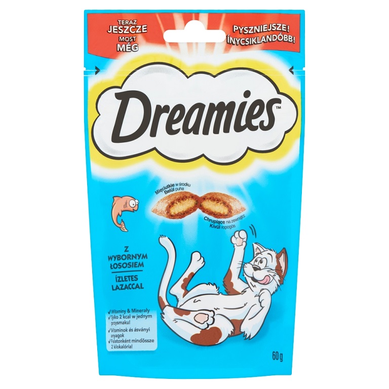 Dreamies przysmaki dla kotów z łososiem 180 g