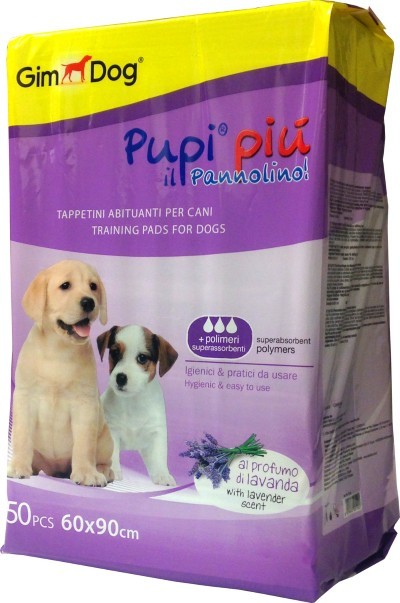 GimDog Pupi Piu Hundetrainingsunterlage mit Lavendel für kleine oder mittelgroße Welpen 60 x 90 cm - 50 Stk