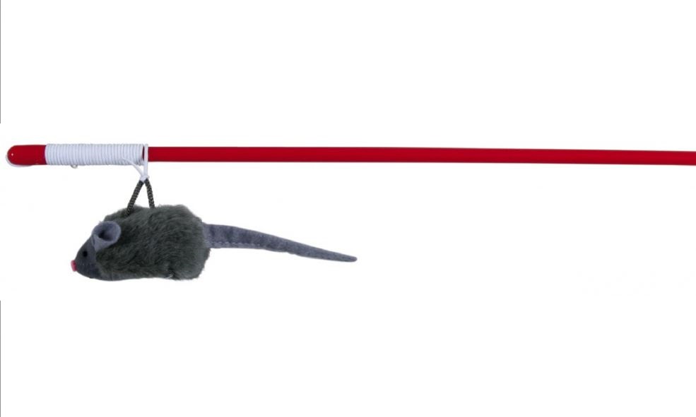 Trixie palička s plyšovou, pískající myší 47 cm