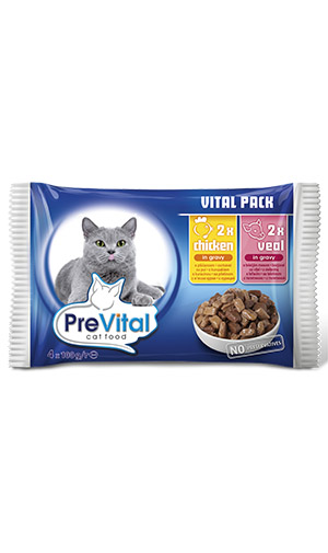 PreVital kapsičky s kuřecím a telecím masem 4 x 100 g