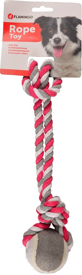 Flamingo Jim Pull Rope Seil mit Tennisball - pink S