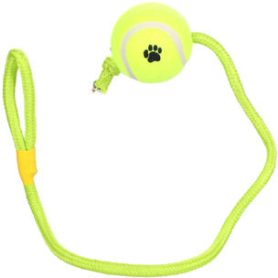 Flamingo Hundespielzeug - Tennisball mit Seil 6 cm