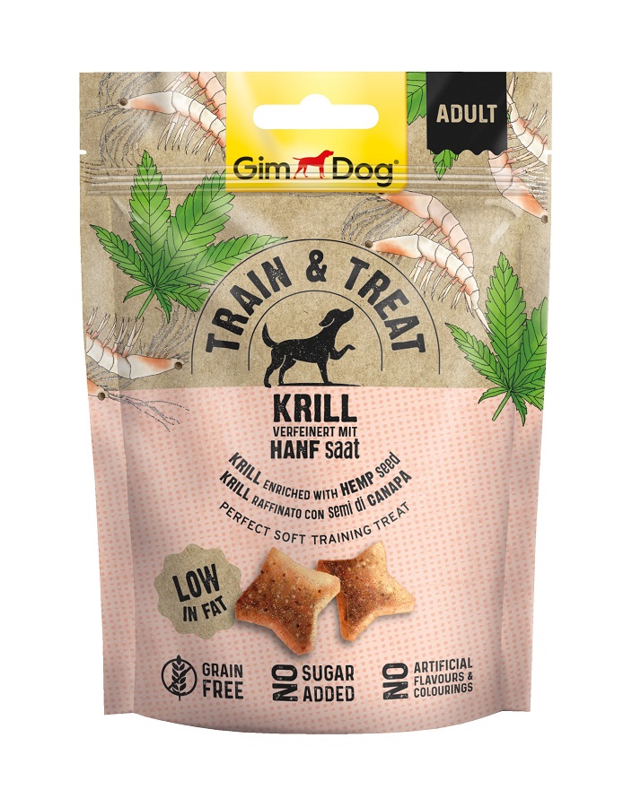 GimDog Train & Treat Krill & Hanfsaat prigrizek 125 g