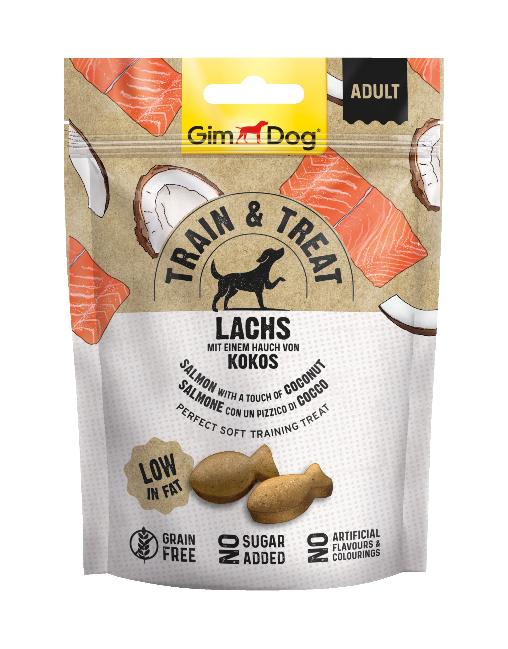 GimDog Train & Treat Lachs & Kokos prigrizek 125 g