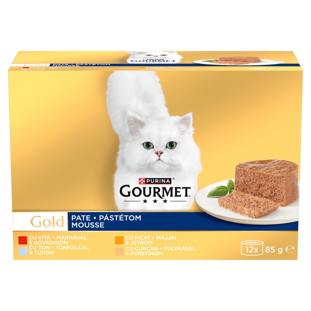 Gourmet Gold pástétom válogatás macskáknak - marha, tonhal, máj, pulyka 12 x 85 g