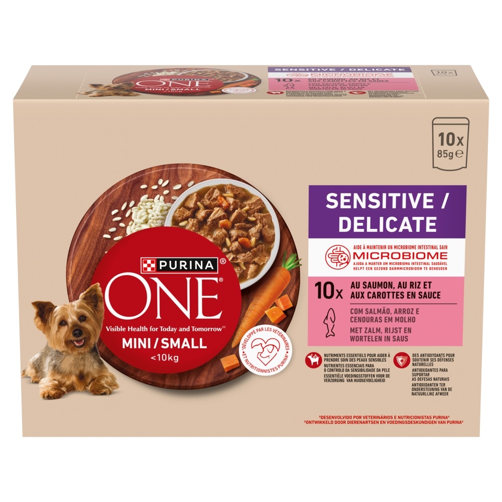 Purina ONE MINI Sensitive/Delicate kapsičky - s lososem 10 x 85 g