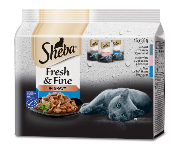 Sheba Fresh & Fine s lososem a tuňákem 15 x 50 g