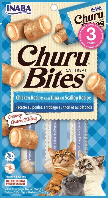 INABA Cat Churu Bites - ton și scoici 3 x 10 g