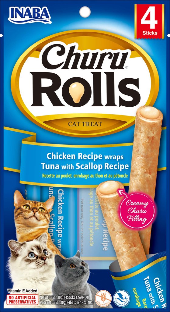 INABA Cat Churu Rolls - tuna s jakobovom kapicom 4 x 10 g