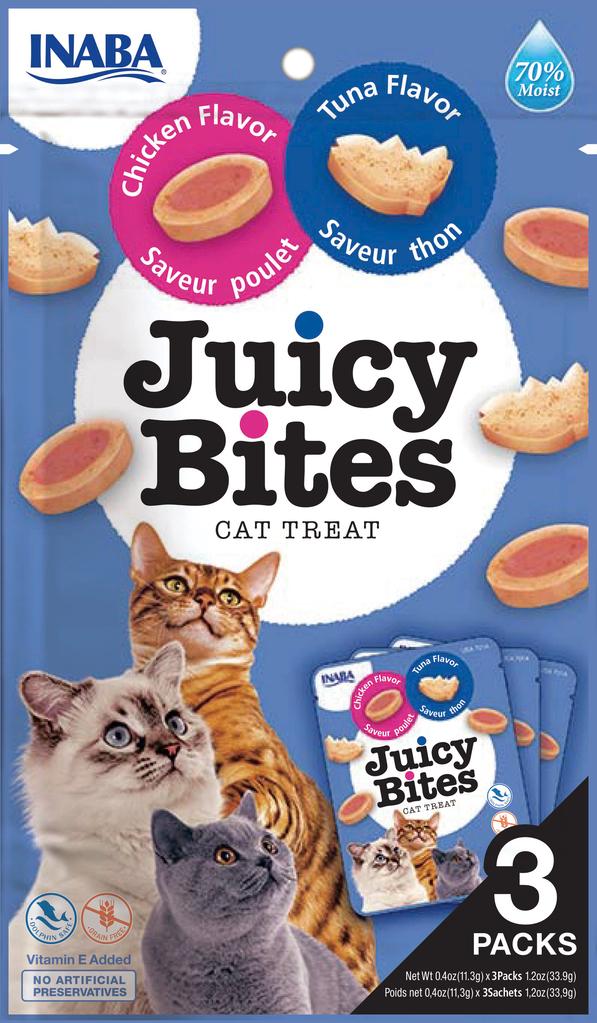 INABA Cat Juicy Bites - ton și pui 3 x 11,3 g