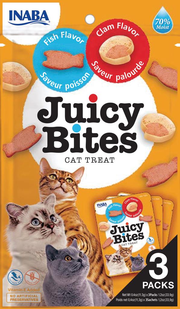 INABA Cat Juicy Bites - pește și scoici 3 x 11,3 g