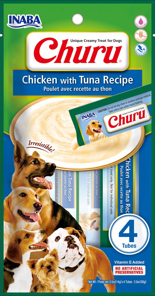 Inaba Dog Churu Püré - csirke, tonhal 4 x 14 g