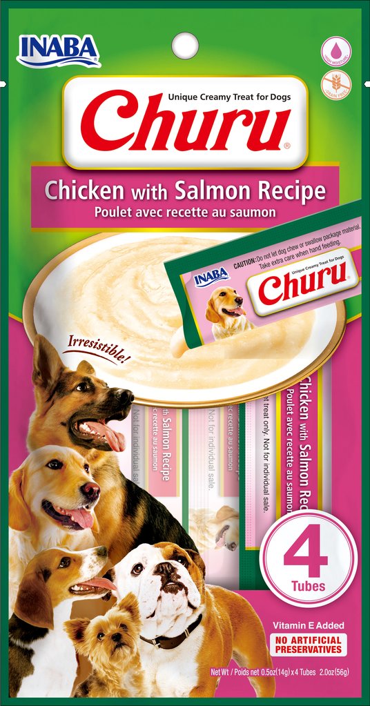 INABA Dog Churu Püree - Huhn mit Lachs 4 x 14 g