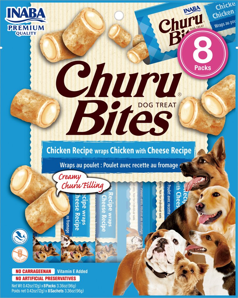 INABA Dog Churu Bites - pui și cașcaval 8 x 12 g