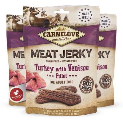 Carnilove Jerky Snack puranji & jelenji file 100 g