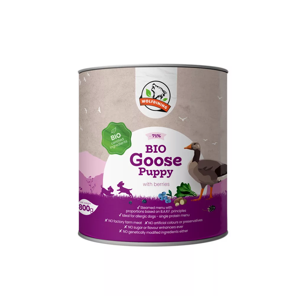 Farkaskonyha BIO husí dušené menu pro štěňata 800 g