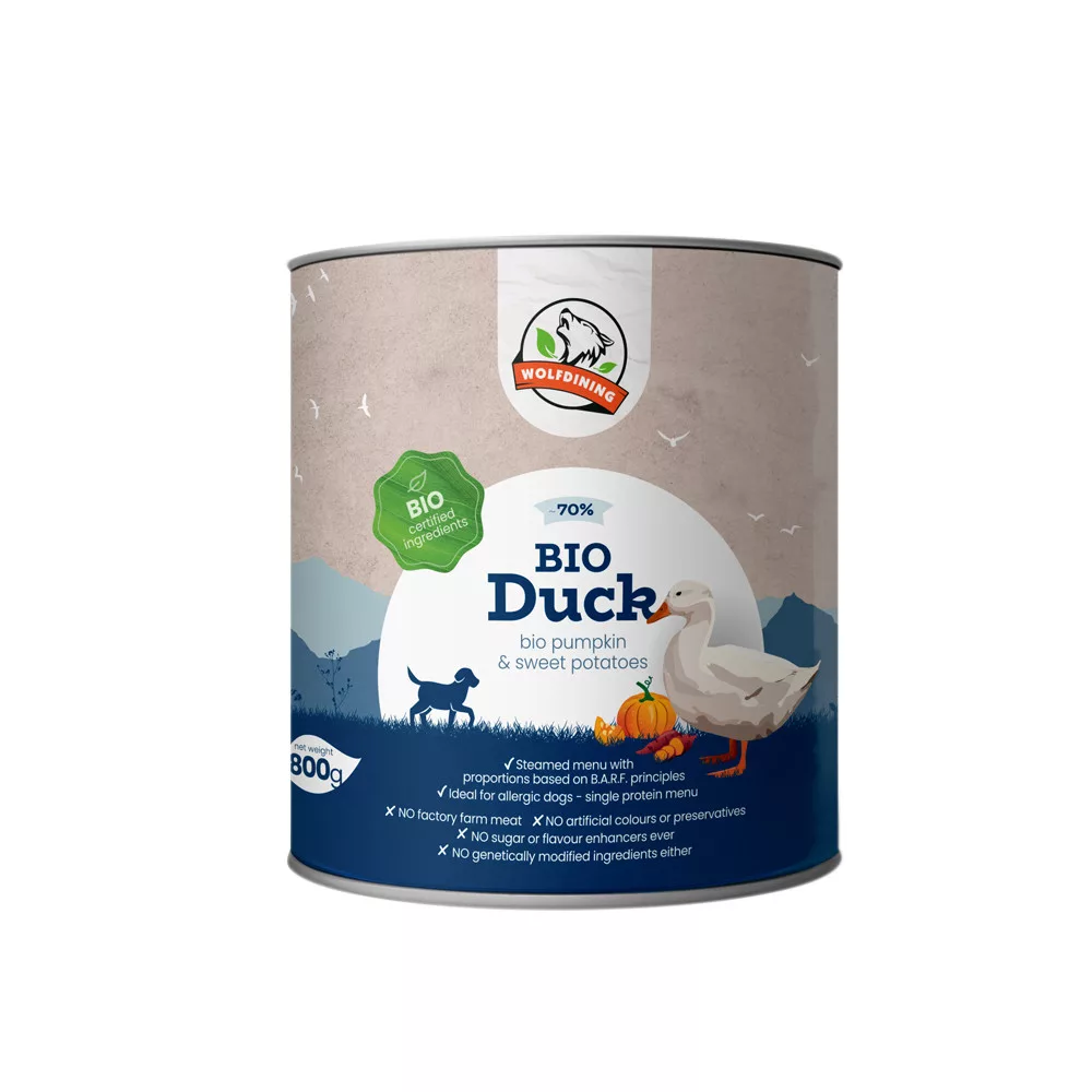 Farkaskonyha BIO dušené kachní menu pro psy 800 g