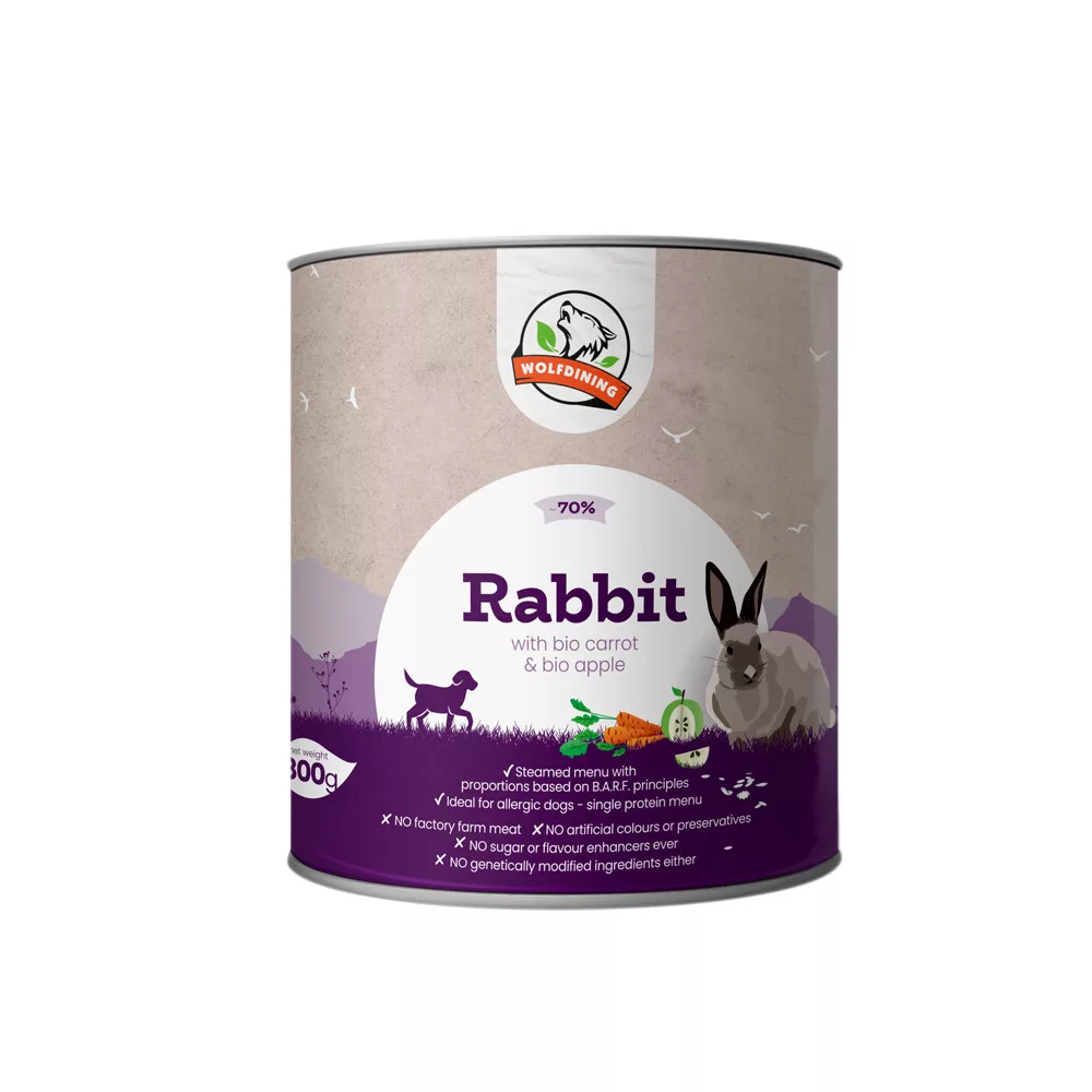 Farkaskonyha BIO králičí dušené menu pro psy 800 g