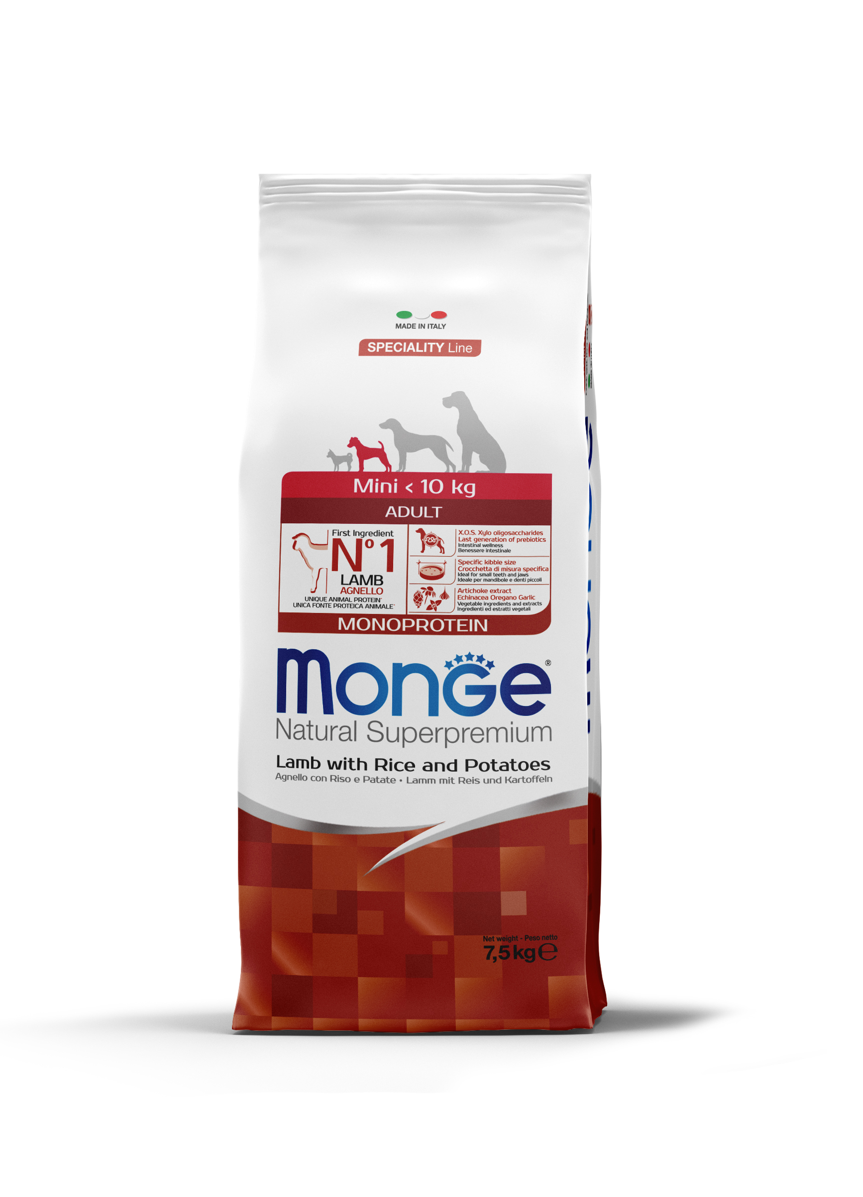Monge Speciality Line Mini Adult Monoprotein suché krmivo pro psy - jehněčí, rýže a brambory 7,5 kg