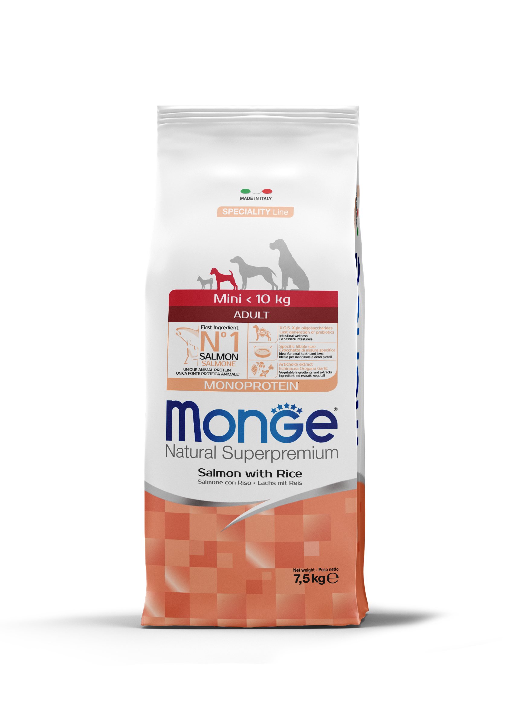 Monge Speciality Line Mini Adult Monoprotein suché krmivo pro psy - losos, rýže 7,5 kg