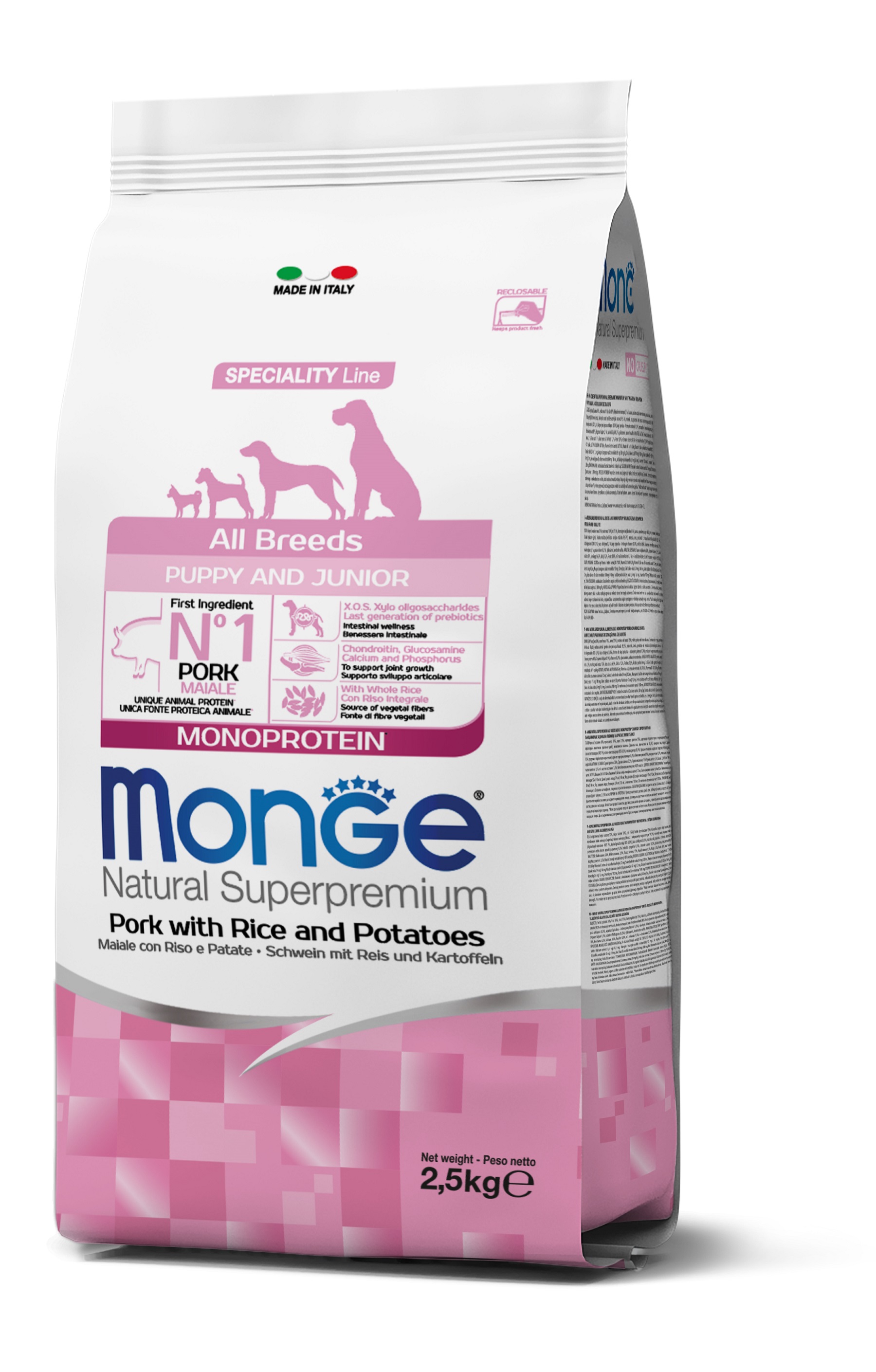 Monge Speciality Line All Breeds Puppy & Junior Monoprotein suché krmivo pro psy - vepřové, rýže a brambory 2,5 kg