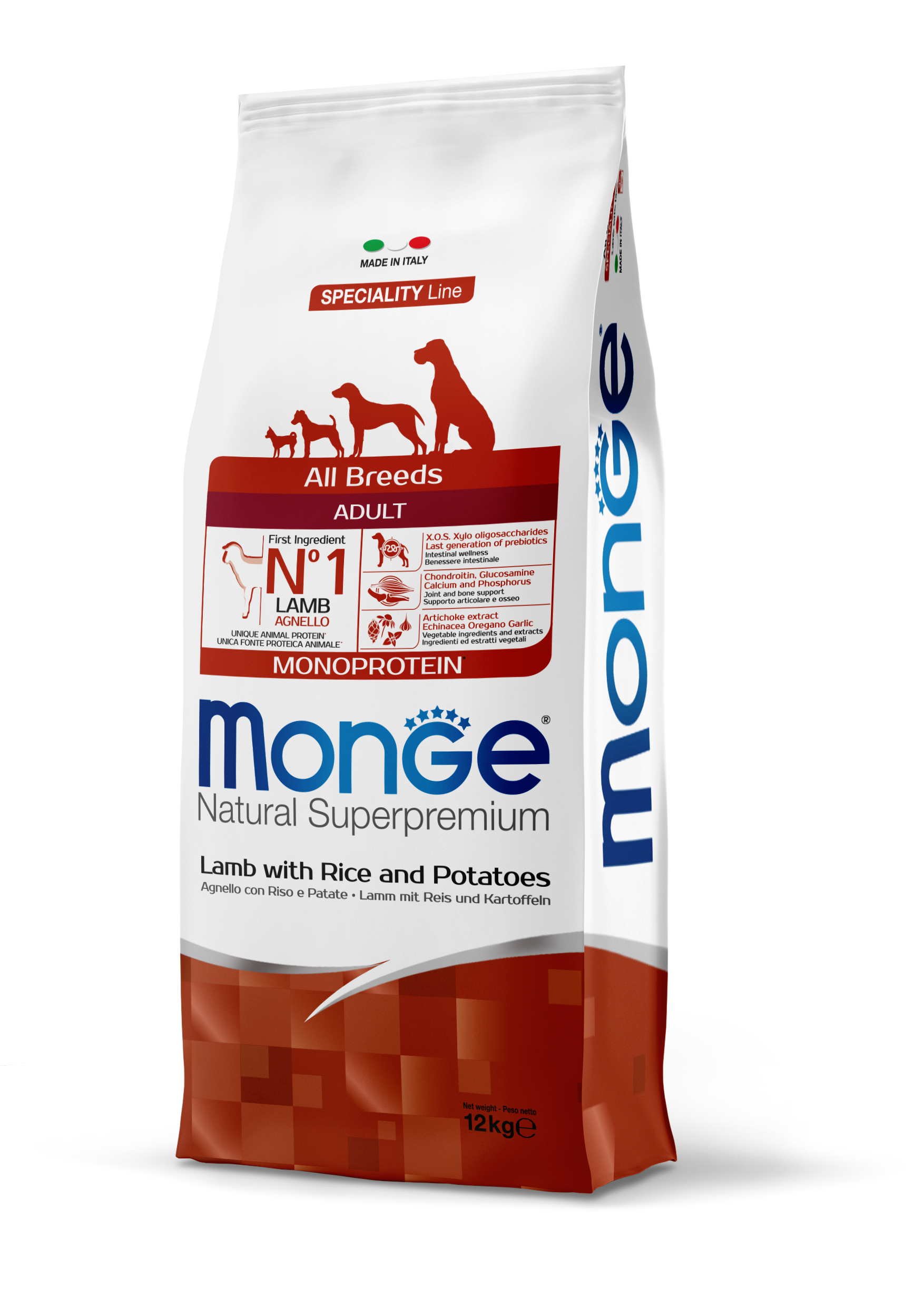 Monge Speciality Line All Breeds Adult Monoprotein suché krmivo pro psy - jehněčí maso, rýže a brambory 12 kg
