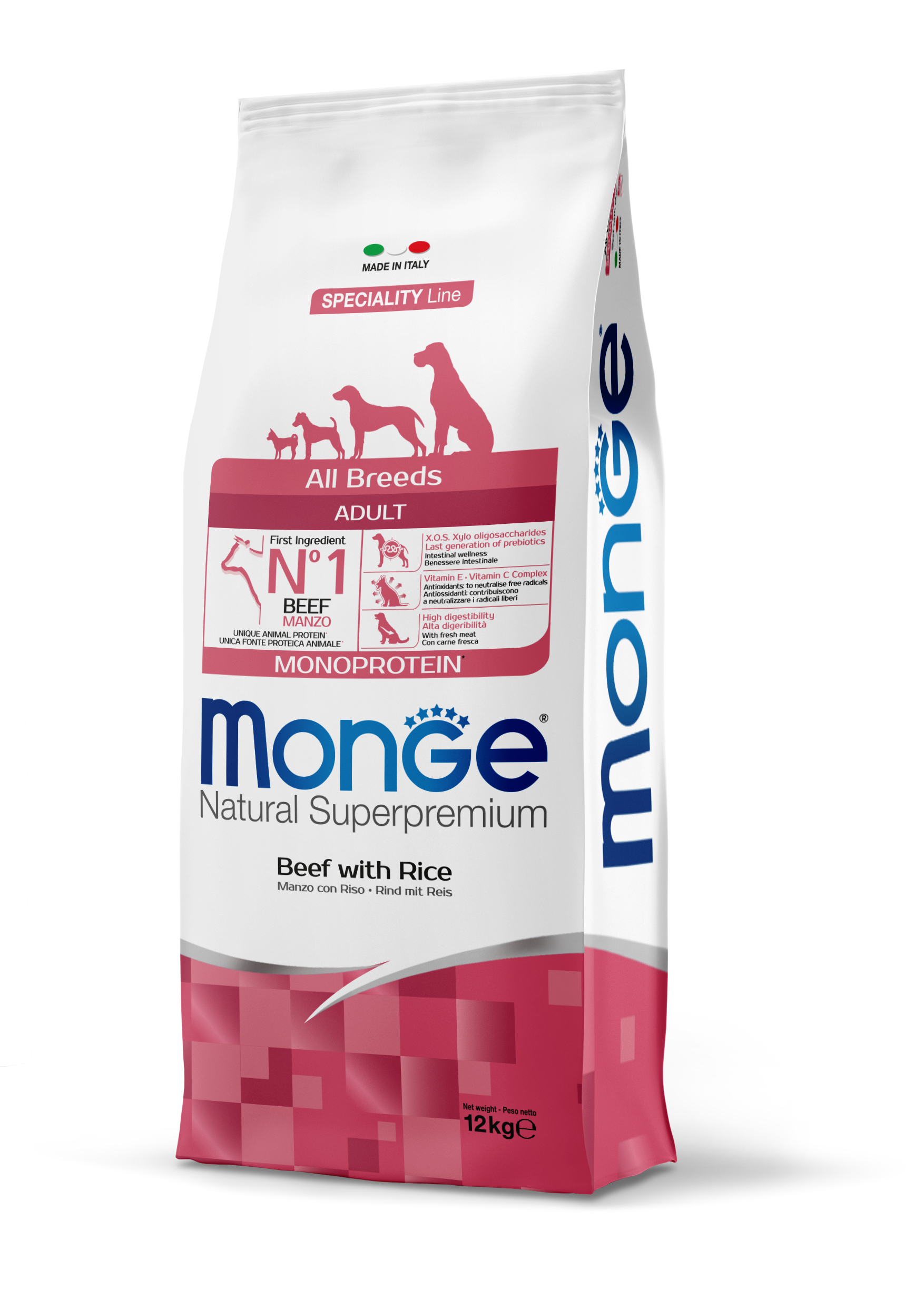 Monge Speciality Line All Breeds Adult Monoprotein suché krmivo pro psy - hovězí maso, rýže 12 kg