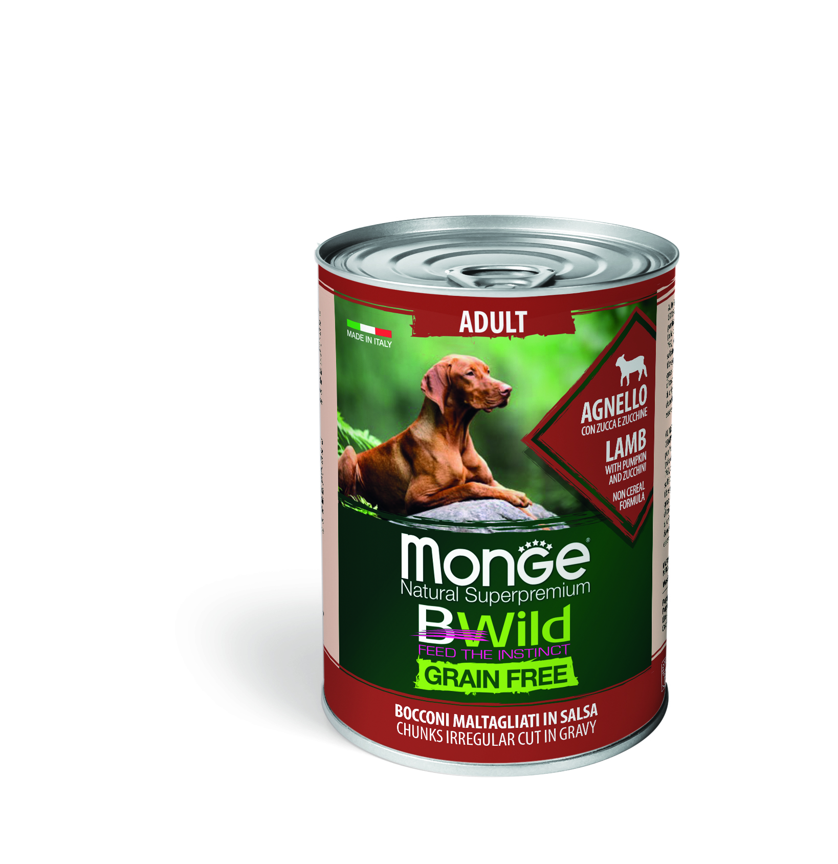 Monge BWild Grain Free Adult konzerva pro psy - jehněčí s dýní a cuketou 400 g