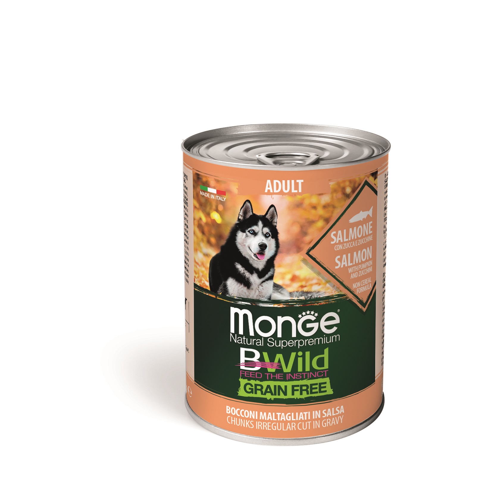Monge BWild Grain Free Adult konzerva pro psy - losos s dýní a cuketou 400 g