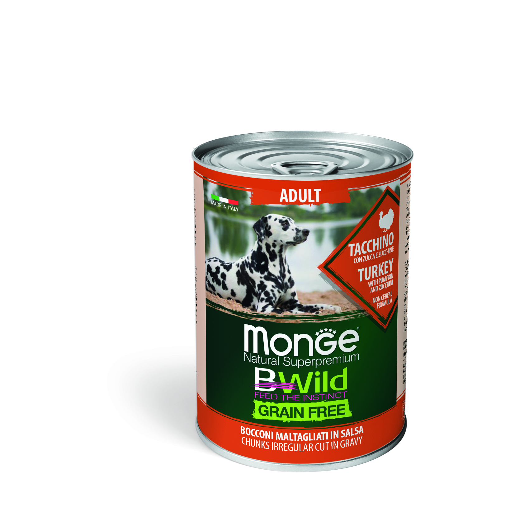 Monge BWild Grain Free Adult konzerva pro psy - krůtí s dýní a cuketou 400 g