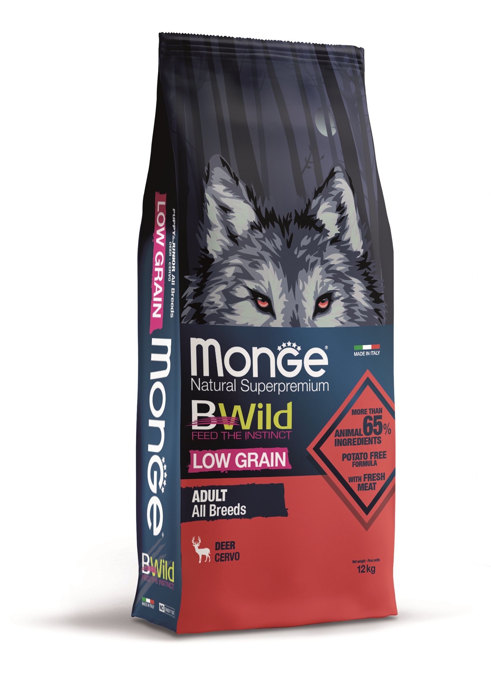 Monge BWild Low Grain All Breeds Adult suché krmivo pro psy - jelen 12 kg