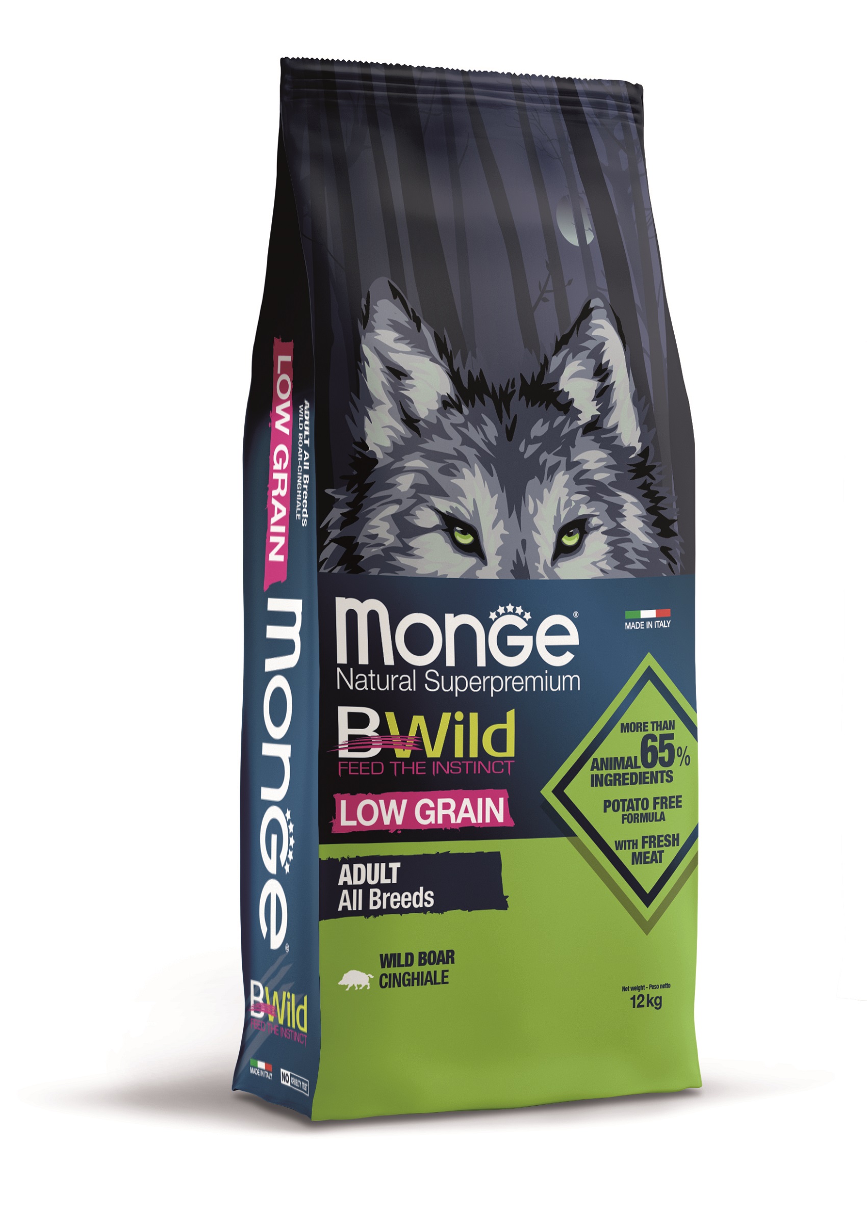 Monge BWild Low Grain All Breeds Adult suché krmivo pro psy - divočák 12 kg