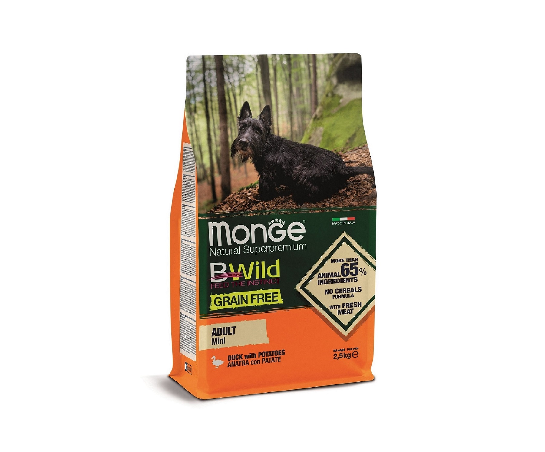 Monge BWild Grain Free Mini Adult suché krmivo pro psy - kachna s bramborem 2,5 kg