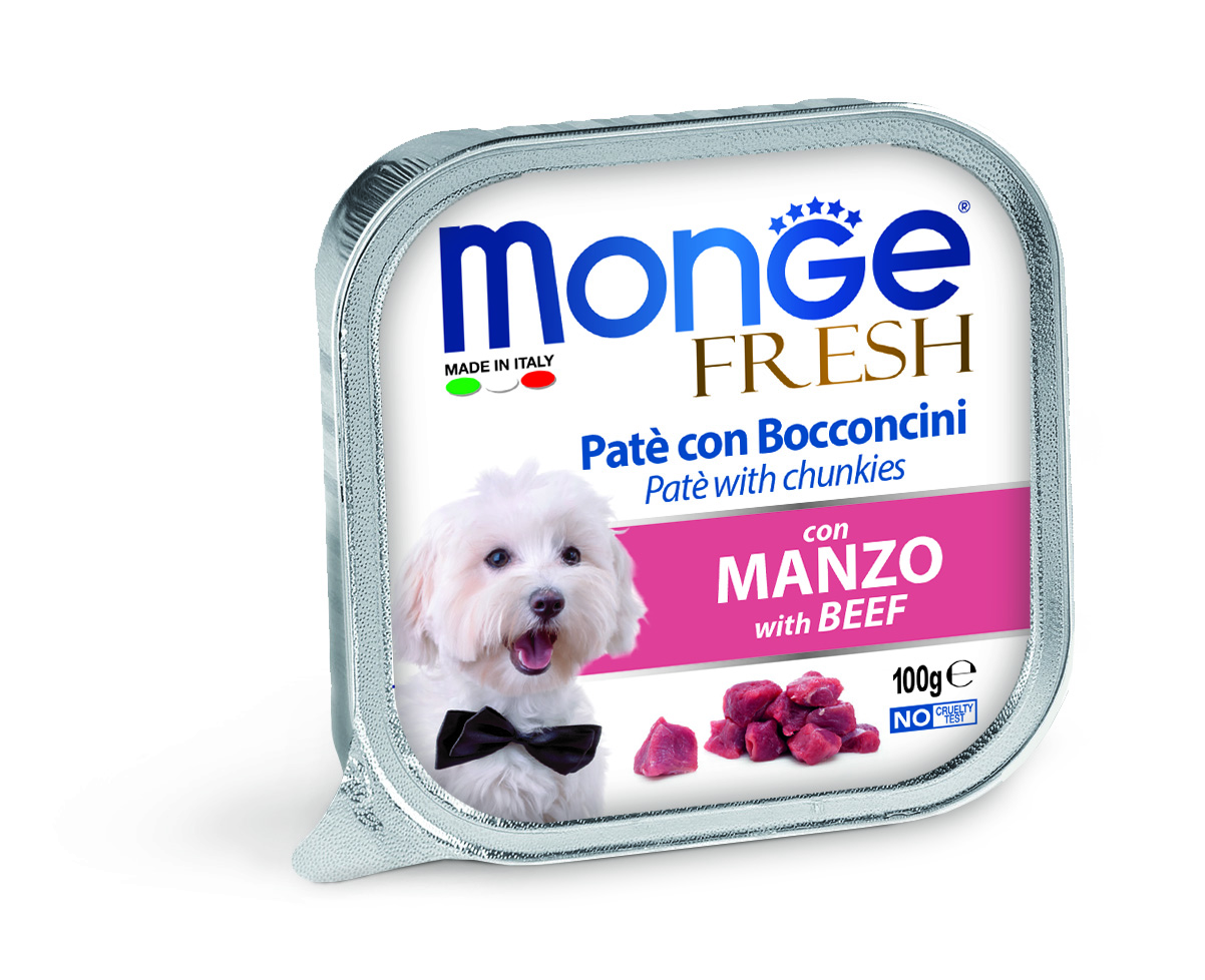 Monge Dog Fresh paté s kousky masa - hovězí 100 g