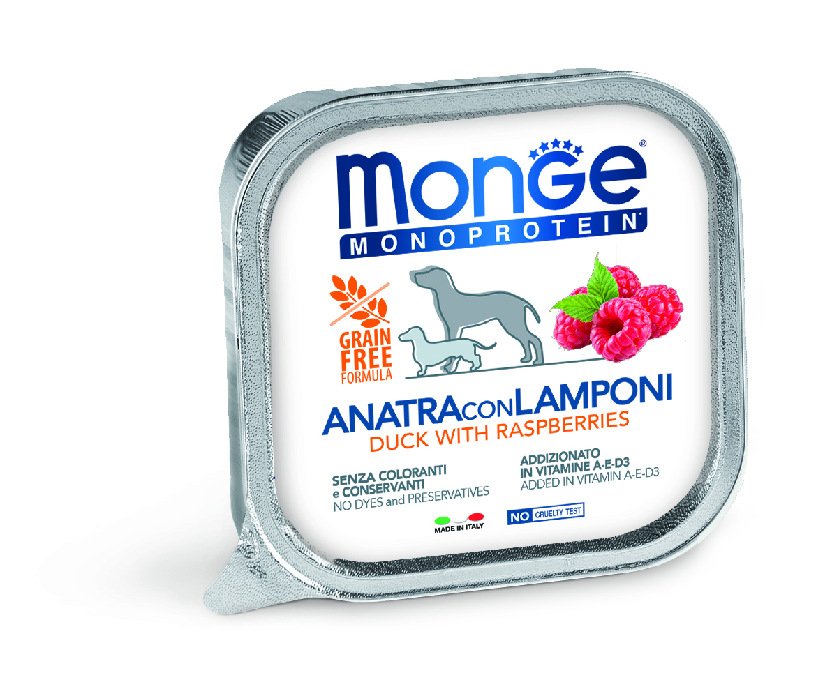 Monge Dog Monoprotein Fruits paté - kachní a maliny 150 g