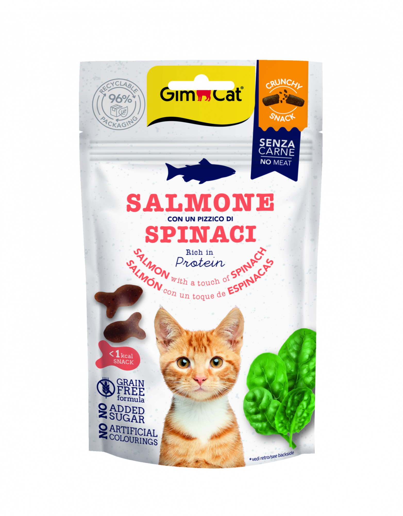 GimCat Crunchy Snack jutalomfalat - lazac, spenót 50 g