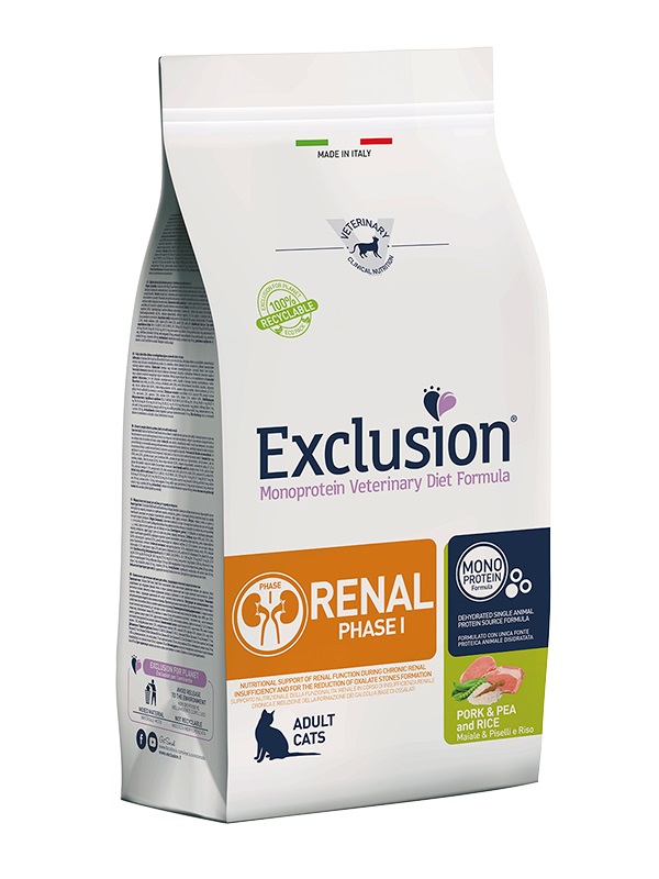 Exclusion Monoprotein Vet Diet Renal Phase I Cat hrană uscată - porc, mazăre & orez 1,5 kg