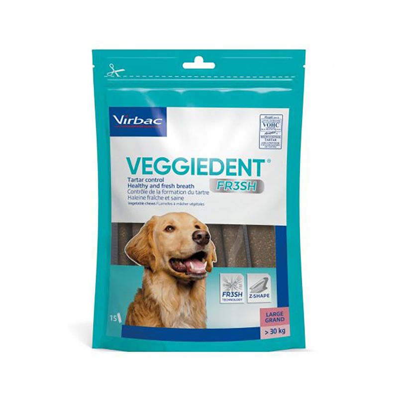 Virbac Veggiedent Fr3sh Kaustreifen für Hunde L - für grosse Hunde (über 30 kg) - 15 Stk (490 g)