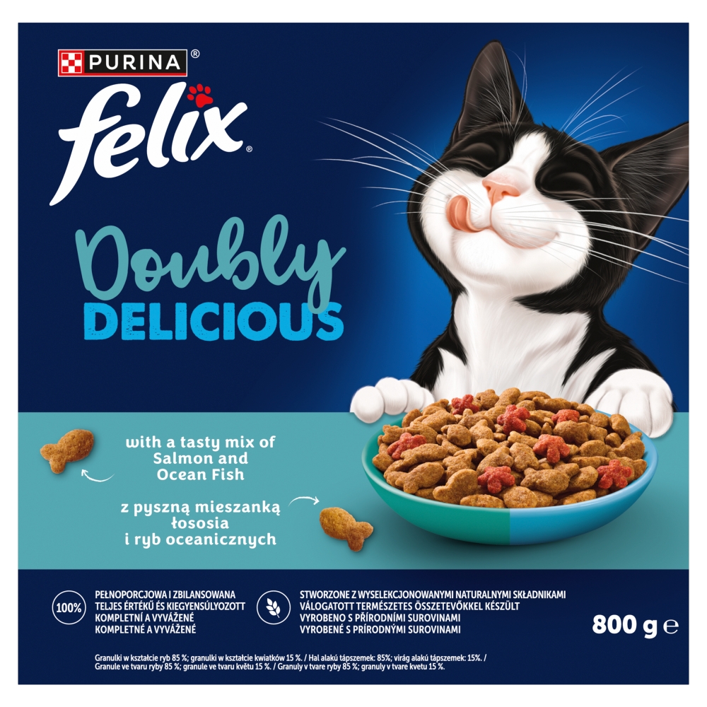Purina Felix Doubly Delicious cu Somon și Pește Oceanic, Sfeclă roșie 800 g