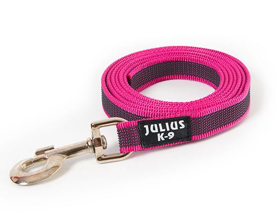 Julius-K9 gummierte Leine, pink 1,2 m / 20 mm mit Schlaufe 1,2 m (216GM-PN-1,2)