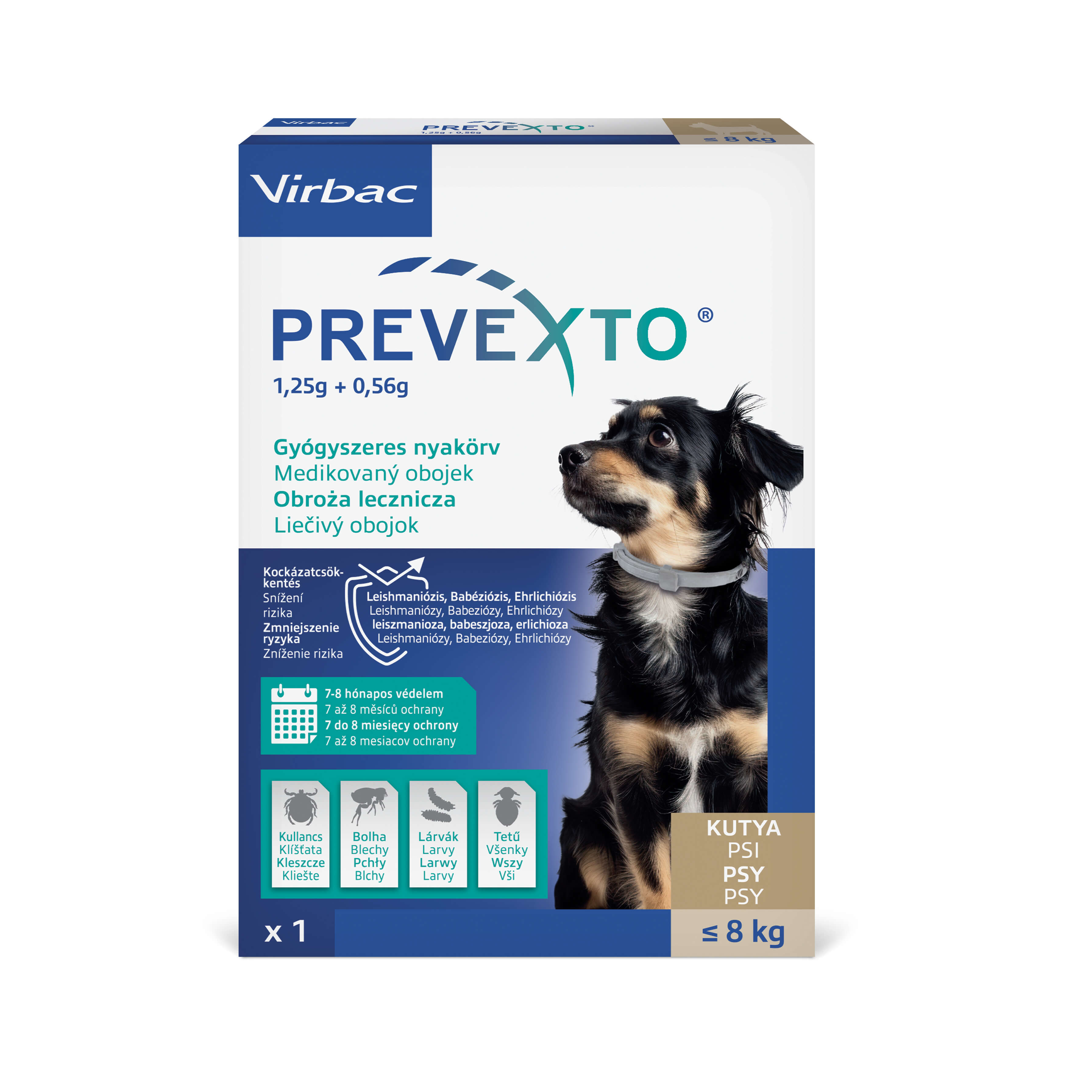 PreveXto zgardă antiparzitară pentru câini sub 8 kg 1 buc.