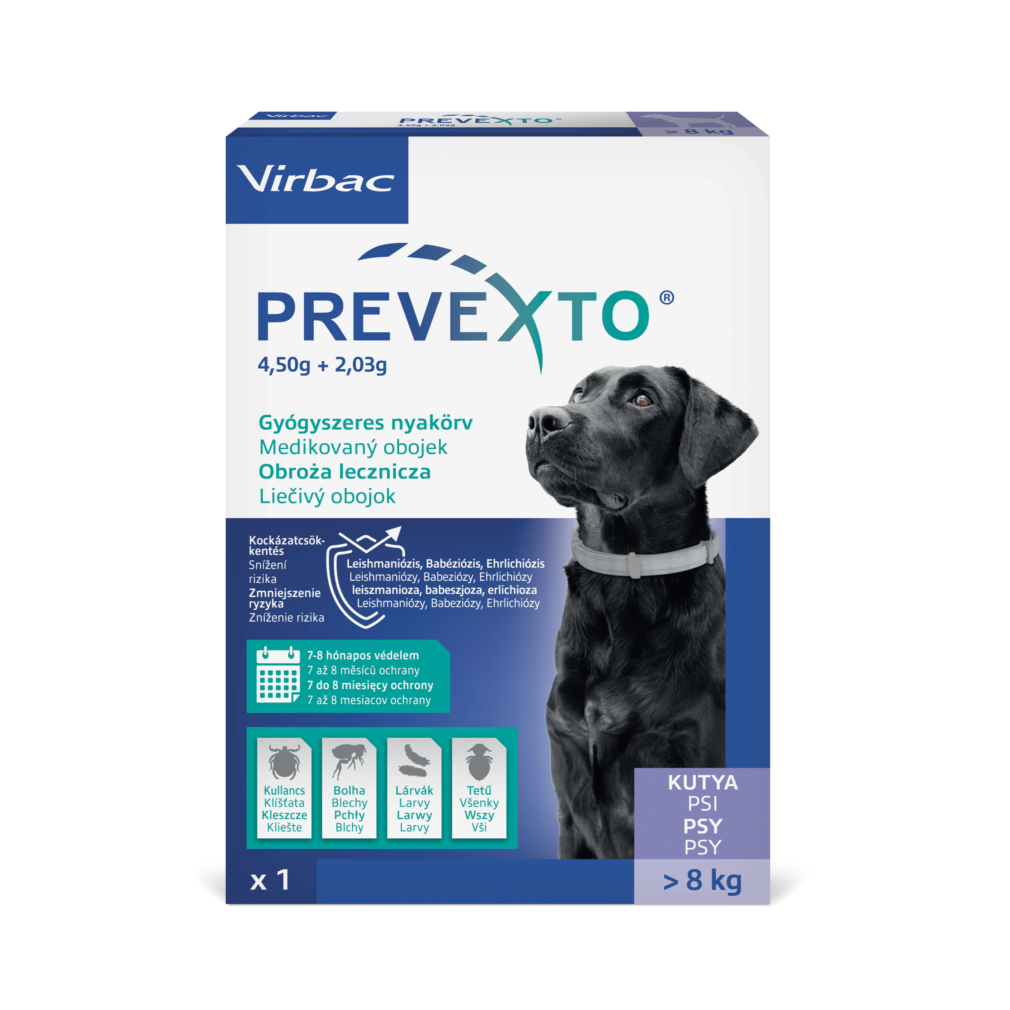 PreveXto zgardă antiparzitară pentru câini peste 8 kg 1 buc.