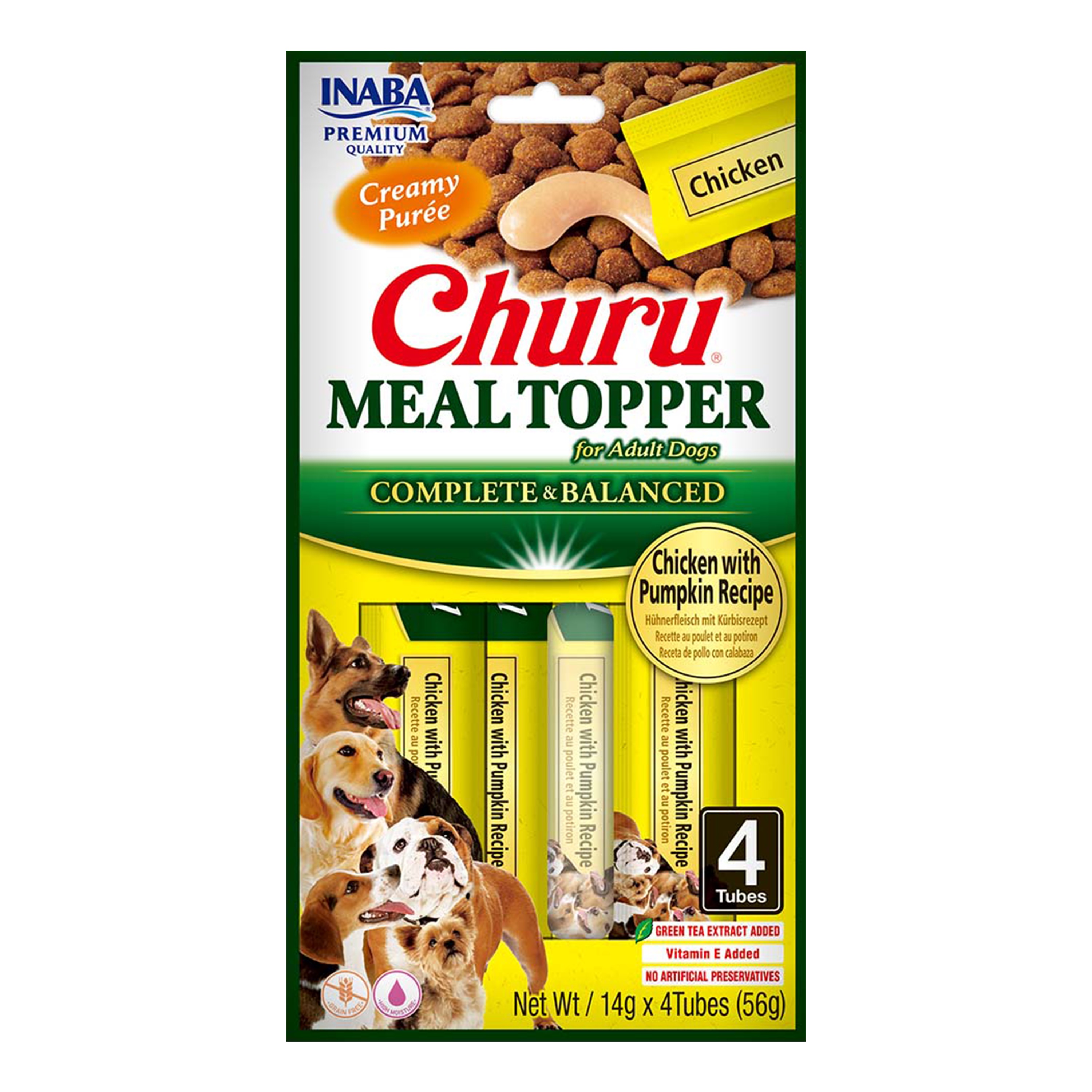 Inaba Dog Churu Meal Topper vlhké krmivo pro psy - kuřecí, dýně 4 x 14 g