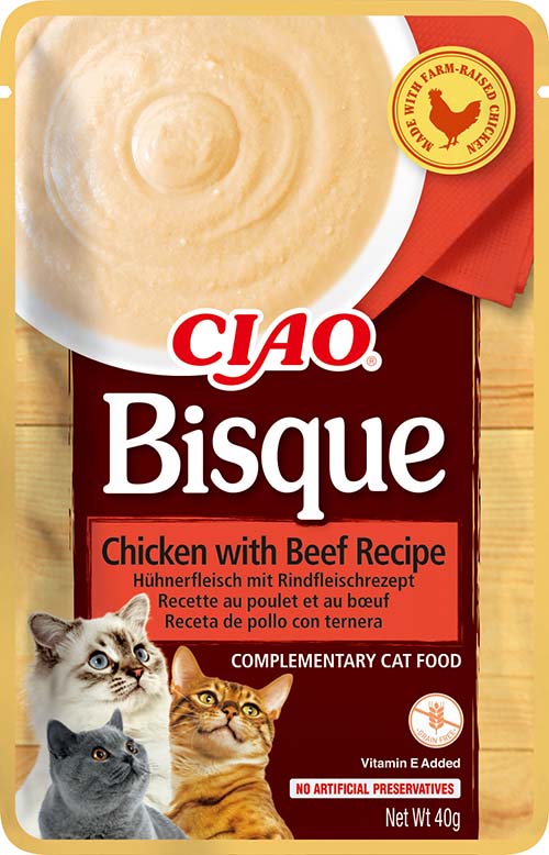 Inaba Cat Ciao Bisque krémes püré macskaeledel - csirke, marha 40 g