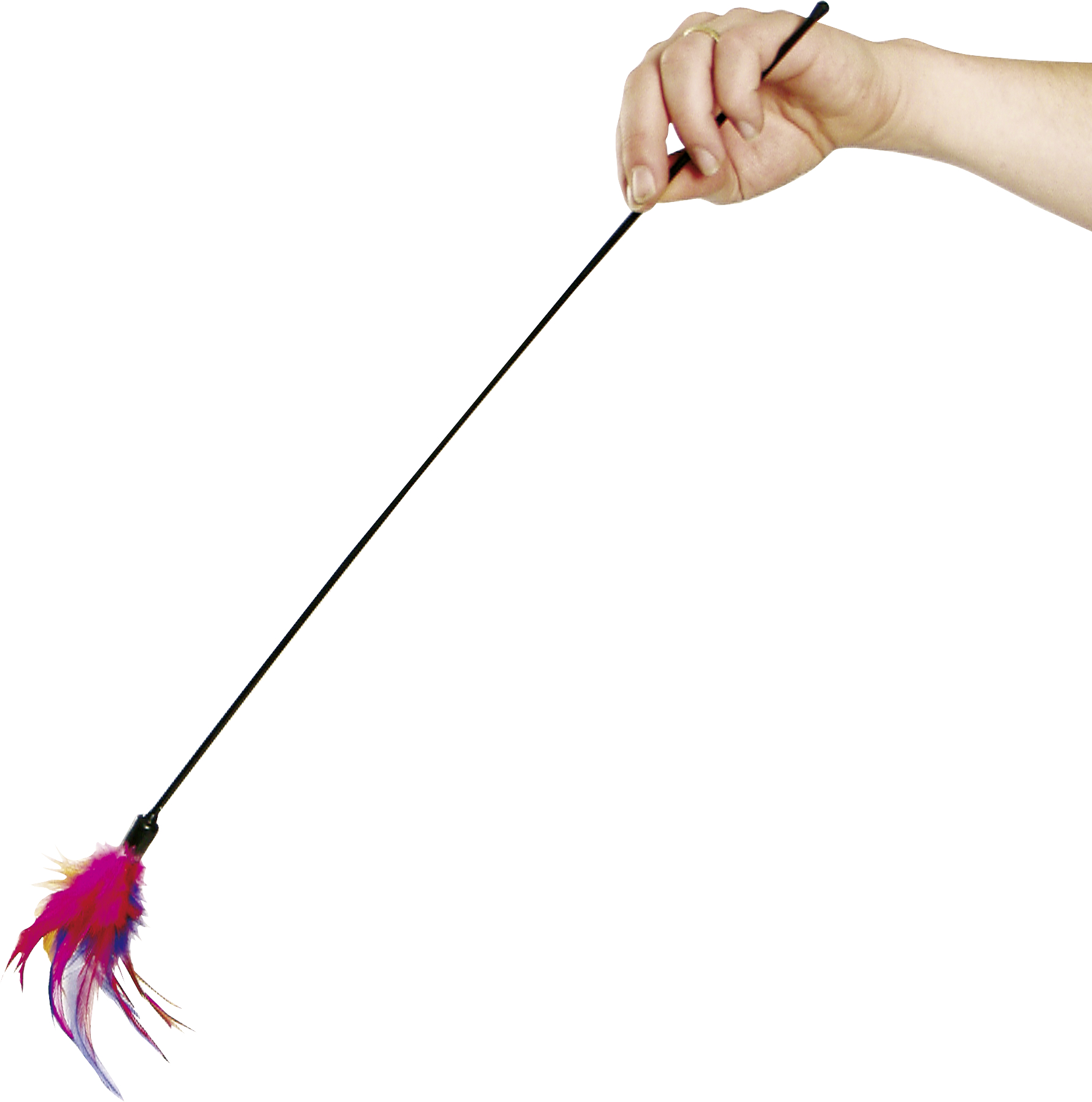 Flamingo barevná hůl s peřím hračka pro kočky 1 ks