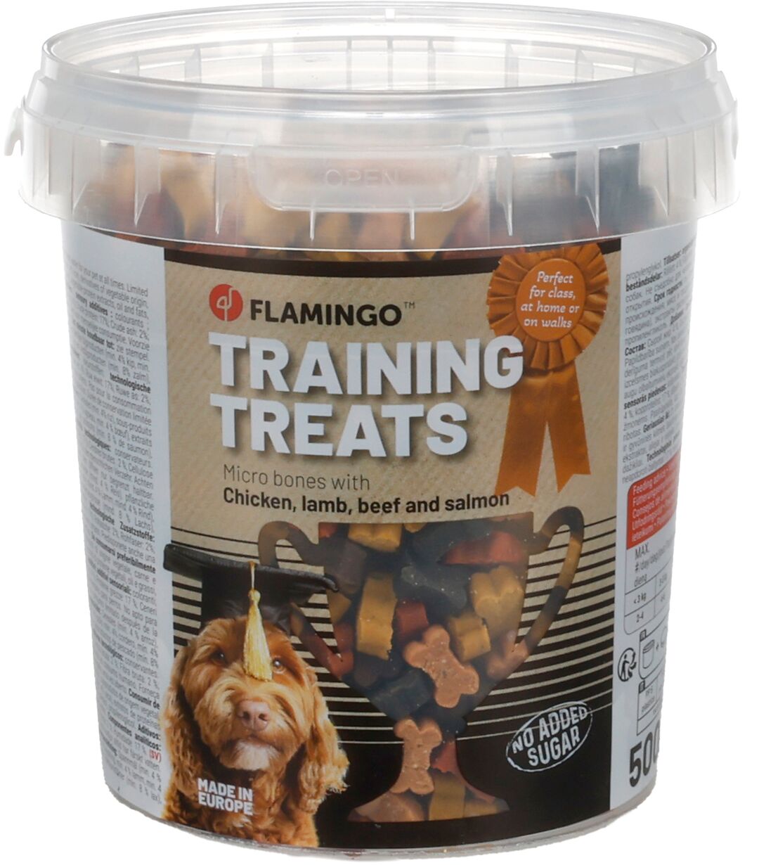 Flamingo Training Snack mini csont alakú jutalomfalat kutyáknak - csirke, bárány, marha, lazac 500 g