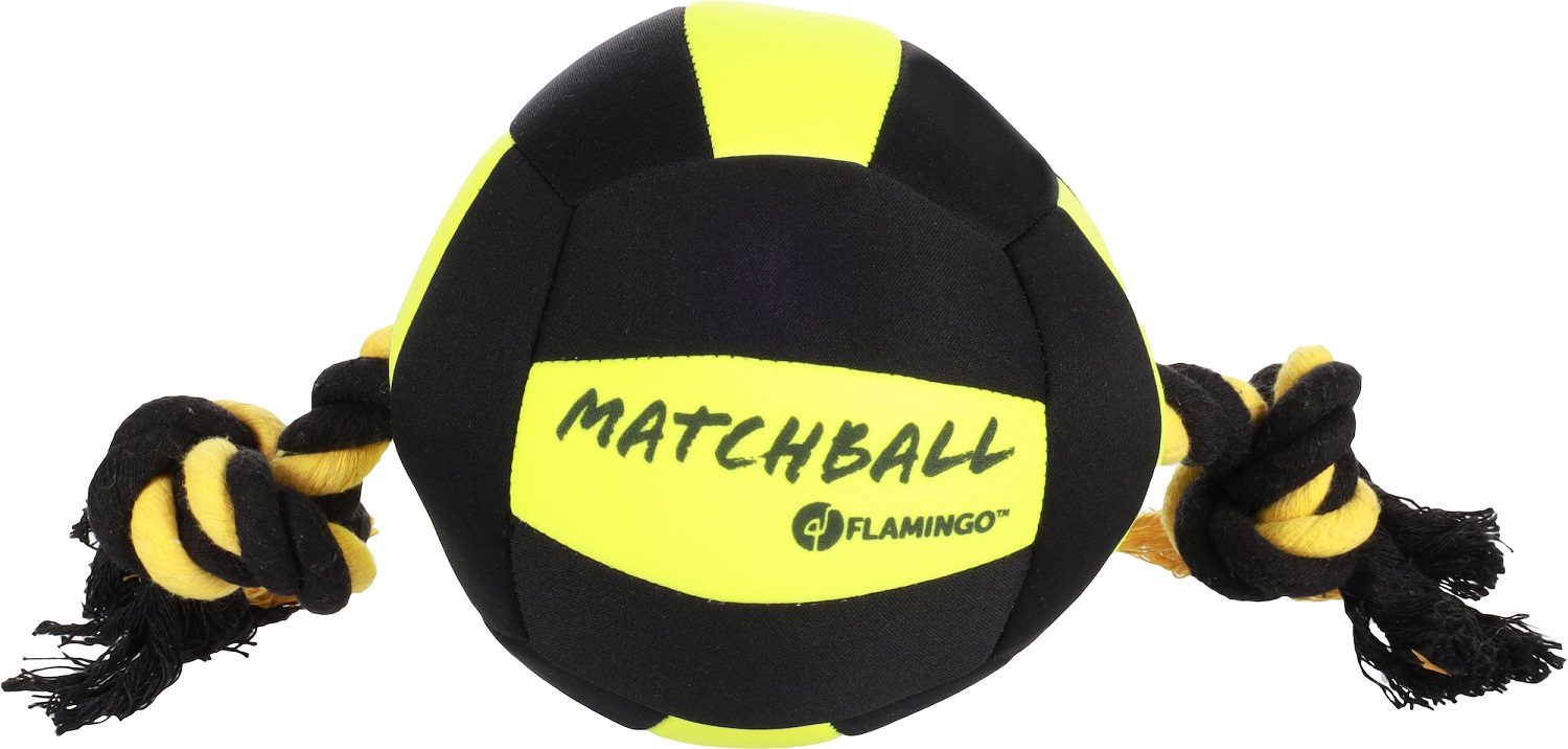 Flamingo Spielzeug Matchball Aqua Ball mit Seil Schwarz & Gelb 18 cm