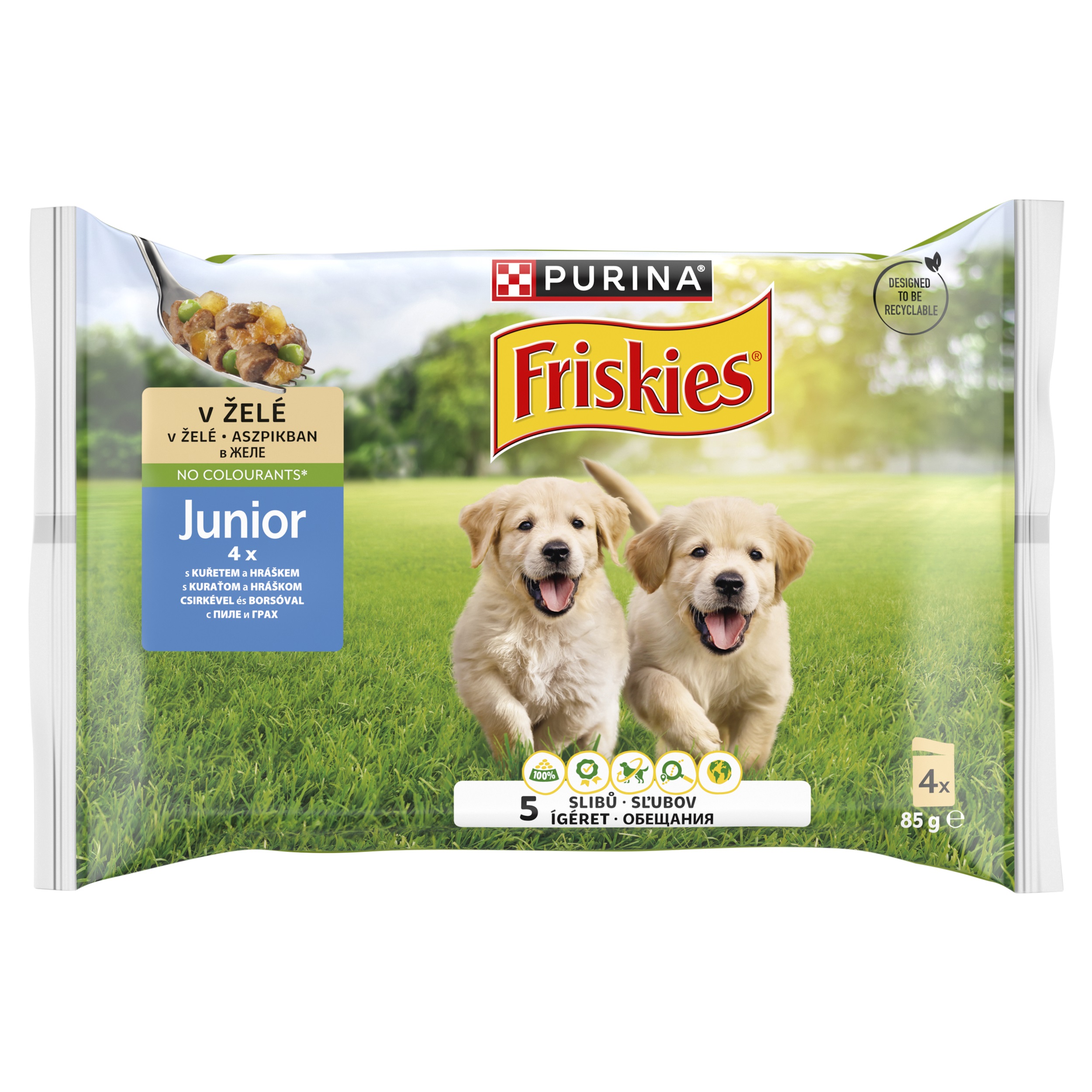 Friskies Junior aspikové mokré krmivo pro psy - kuřecí maso a hrášek 12 x